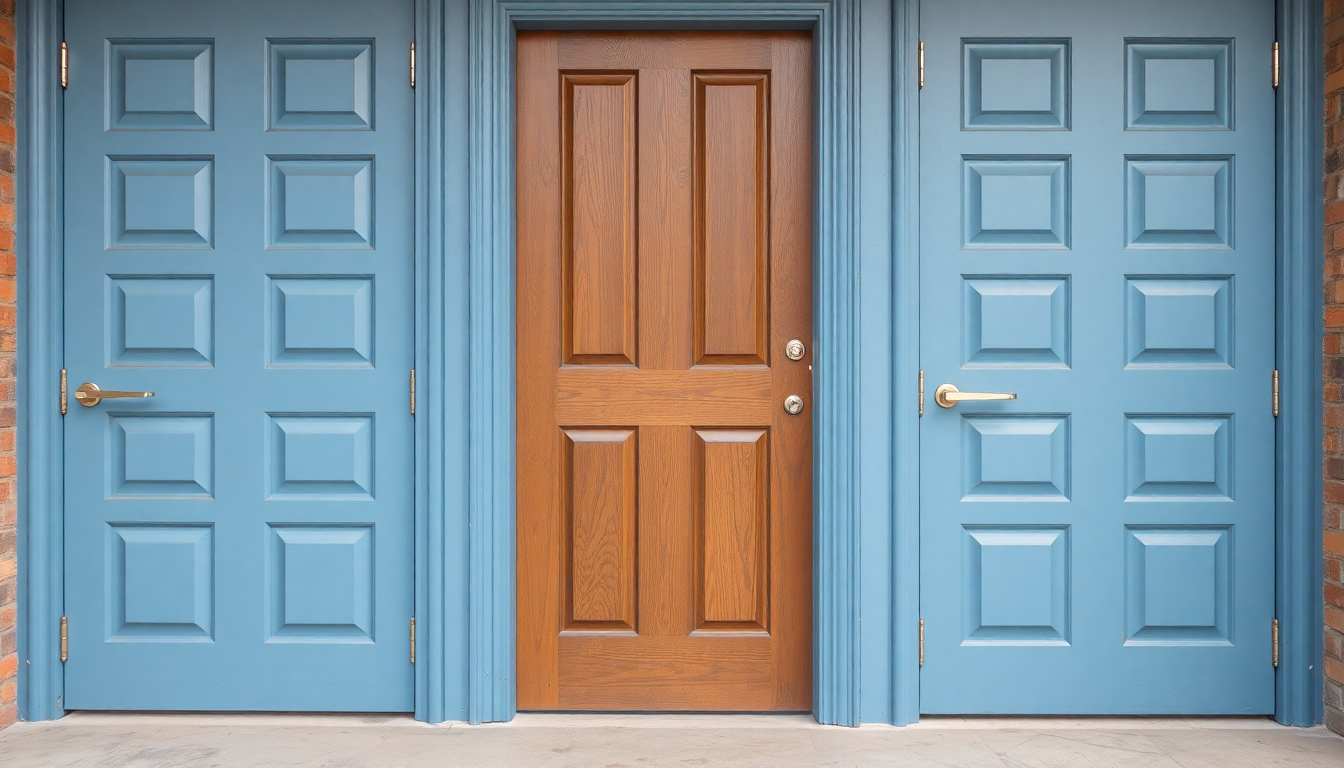 Entrance doors with handles
