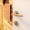 7108.SC | Vector Door Handle Lever on Round Rose Privacy Set Satin Chrome | Zanda Architectural
