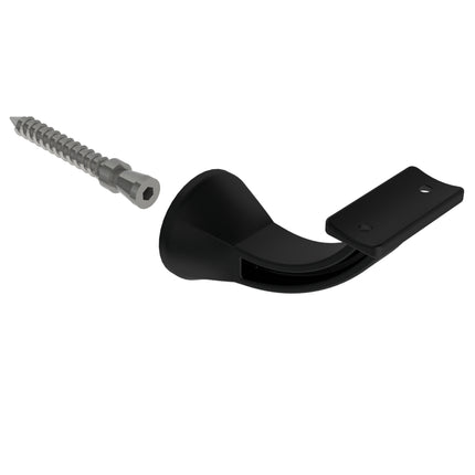 Emroware 4461CTMBLPP Architectural Concealed Curved Top Bracket Matt black powder coated Decorus Hardware Perth Australia
