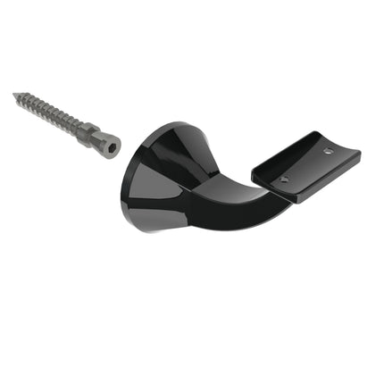 Emroware 446CTGBLPP Deluxe Concealed Curved Top Bracket Gloss black powder coated Decorus Hardware Perth Australia
