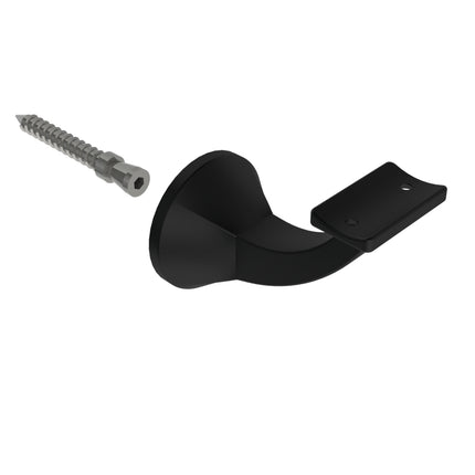 Emroware 446CTMBLPP Deluxe Concealed Curved Top Bracket Matt black powder coated Decorus Hardware Perth Australia
