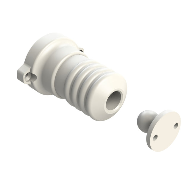 Mechanical component with cylindrical and flange-like parts on a white background
