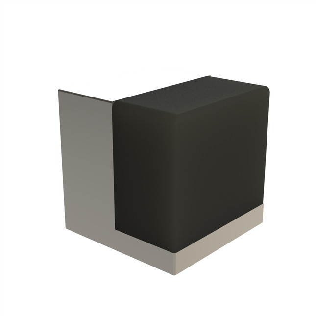 Emro Cube Door Stop Half Satin / Black Rubber Floor Mounted 500141