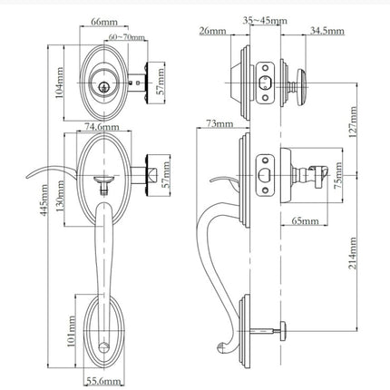 Somme Door Handle Single Cylinder with Flutto Lever Entrance Set Box Pack Venetian Bronze N2LOK