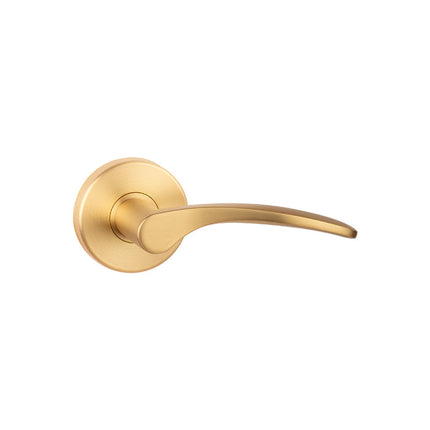 Curva Door Lever Handle on Round Rose Passage 60mm Box Pack Satin Brass 545CUSBBP N2LOK
