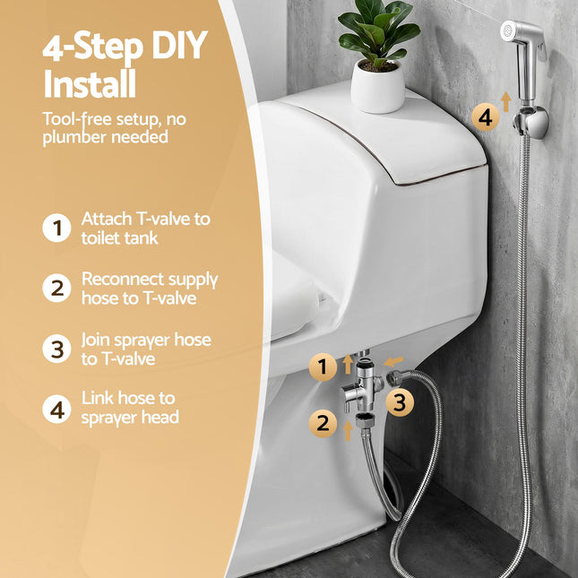 Cefito Handheld Bidet Sprayer for Toilet 1.5m Stainless Steel Hose Jet Spray for Feminine Wash
