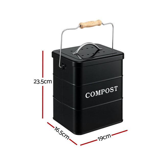 Gardeon 5L Compost Bin Kitchen Countertop Food Waste Caddy Black – product detail
