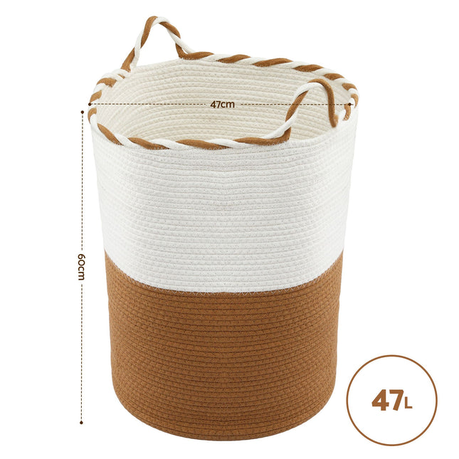Artiss Woven Laundry Basket with handles Foldable White & Brown – product detail