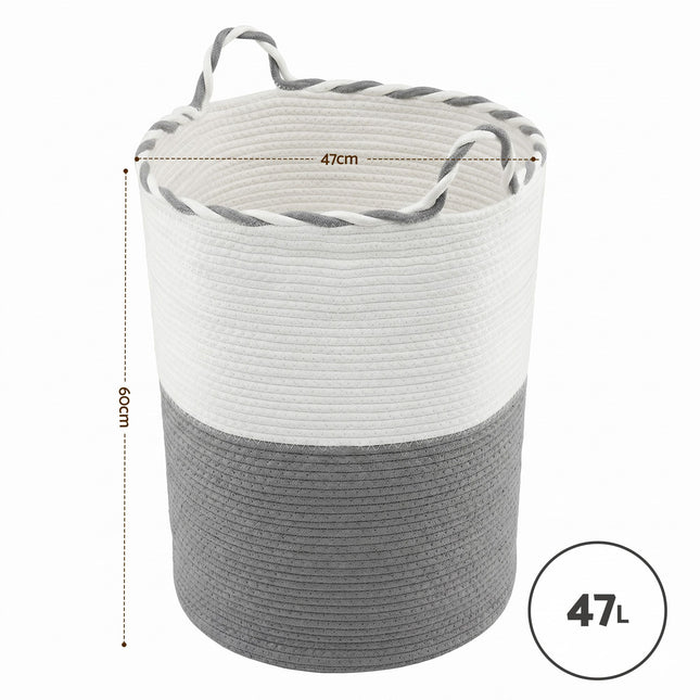 Artiss Woven Laundry Basket with handles Foldable White & Grey – product detail
