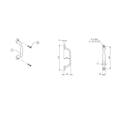 136SCD | Straight Pull Handle Carded 100mm Satin Powder Coated 136ASCD | Emroware Decorus Hardware Perth Australia