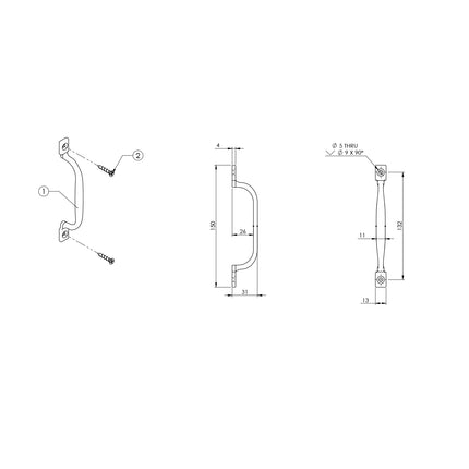138SCD | Straight Pull Handle Carded 150mm Satin Powder Coated | Emroware Decorus Hardware Perth Australia
