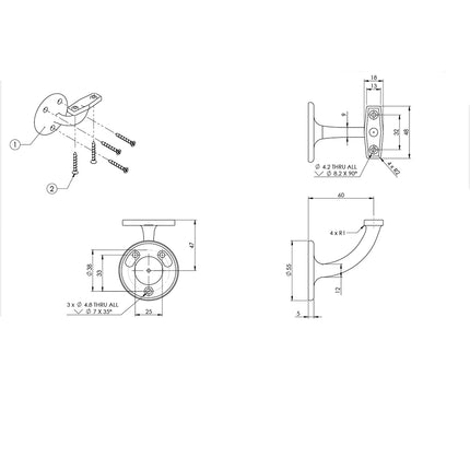 448GPPP | Conventional Bracket 25mm Gold Plated | Emroware