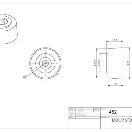 452WH | Door Stop Riser White 12mm | Emroware