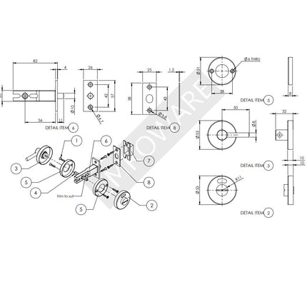 C12226MB | Disabled Compliant Privacy Indicator Mortice Bolt 60mm Backset Matt Black | Emroware