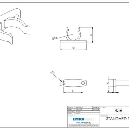 Emro Door Clip Only 25mm White 456WH