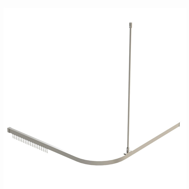 SCA1600AN | Angled Shower Track with Support & Hooks 1600mm Clear Anodised | Emroware Decorus Hardware Perth Australia