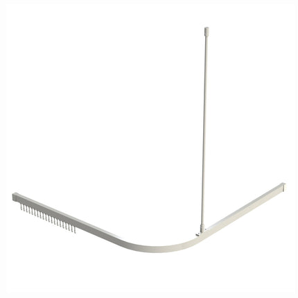SCA1600WH | Angled Shower Track with Support & Hooks 1600mm White Powder Coated | Emroware Decorus Hardware Perth Australia