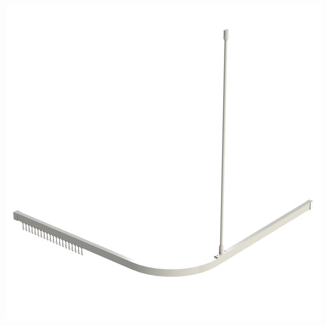 SCA1600WH | Angled Shower Track with Support & Hooks 1600mm White Powder Coated | Emroware Decorus Hardware Perth Australia