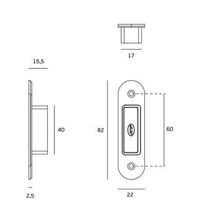JNF Magnetic Mortise Door Lock 60mm for Euro Cylinder Reversible and Adjustable IN.20.835.60