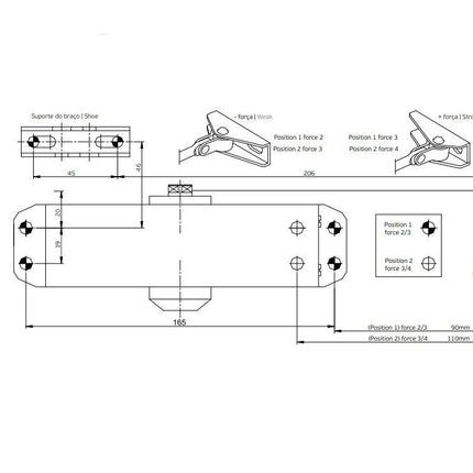 JNF ML.21.600.BS Hydraulic Overhead Door Closer Fire Rated Black Up To 80kg