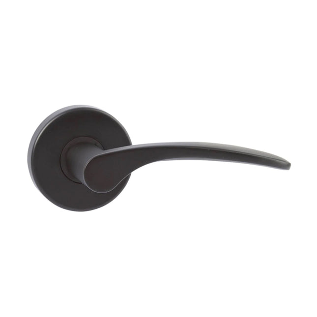 545 CU MB BP | Curva Door Lever Handle on Round Rose Passage 60mm Box Pack Matt Black 45CUMBBP | N2lok