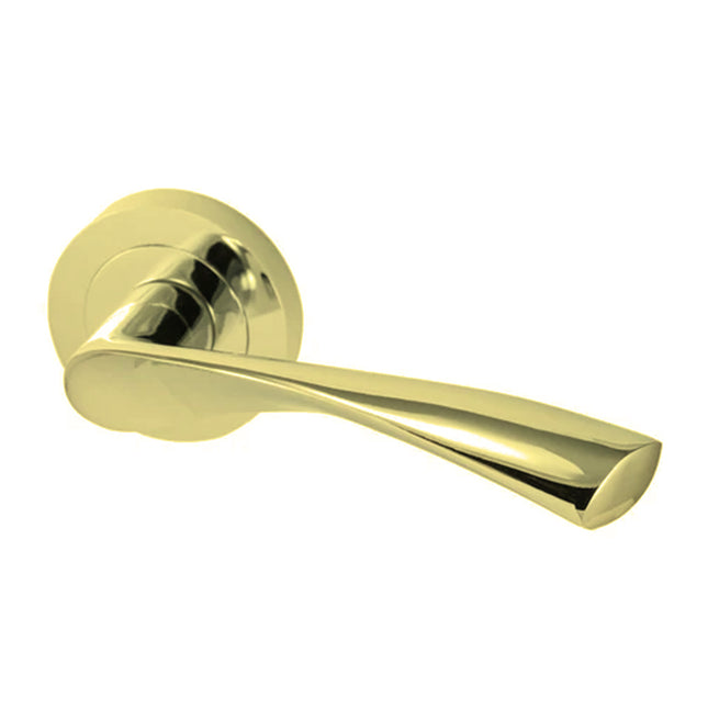 545 LE L03 BP | Lentus Door Lever Round Rose Passage Set Polished Brass | N2lok