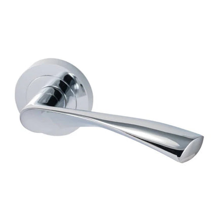 545 LE PC BP | Lentus Door Lever Round Rose Passage Set Polished Chrome | N2lok