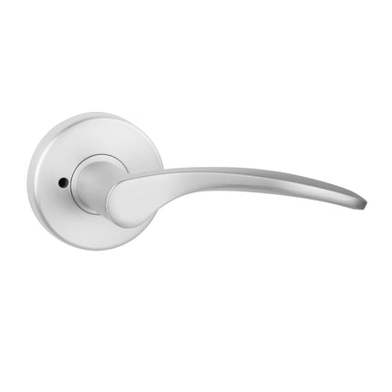 555 CU SCP BP | Curva Door Lever Privacy Set on Round Rose Box Pack Satin Chrome | N2lok