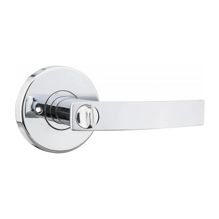 555 NO PC BP | Novum Door Lever on Round Rose Privacy Set Polished Chrome | N2lok