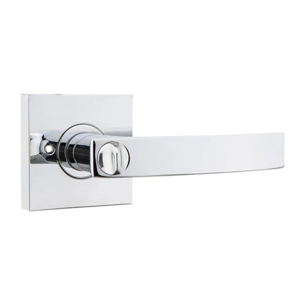 555S NO PC BP | Novum Door Lever on Square Rose Privacy Set Polished Chrome | N2lok