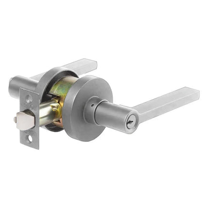 Decorus Door Lever Handle on Round Rose Keyed Entry Satin Chrome Plate Box Pack 565R/D/SCPBP N2LOK