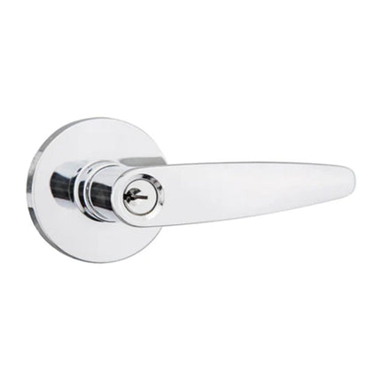 565R E PC BP | Equatos Door Lever Round Rose Entrance Set Polished Chrome | N2lok