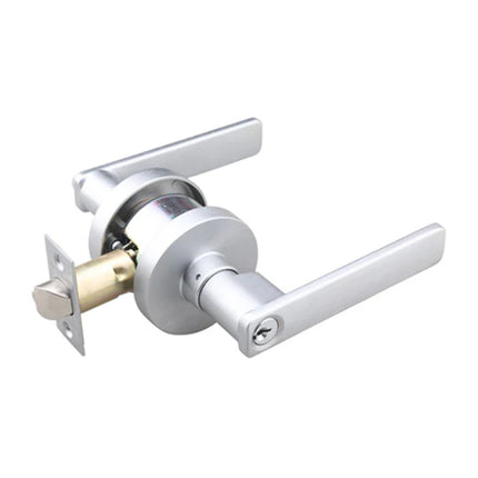 565R V SCP BP | Vitus Door Lever Round Rose Entrance Set Satin Chrome | N2lok