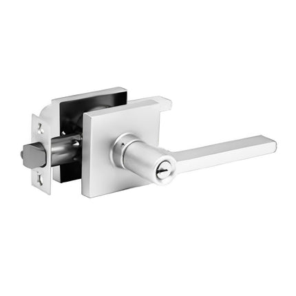 565S D PC BP | Door Lever on Square Rose Entrance Set Box Pack Polished Chrome | N2lok