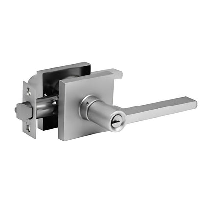 565S D SCP BP | Door Lever on Square Rose Entrance Set Box Pack Satin Chrome | N2lok