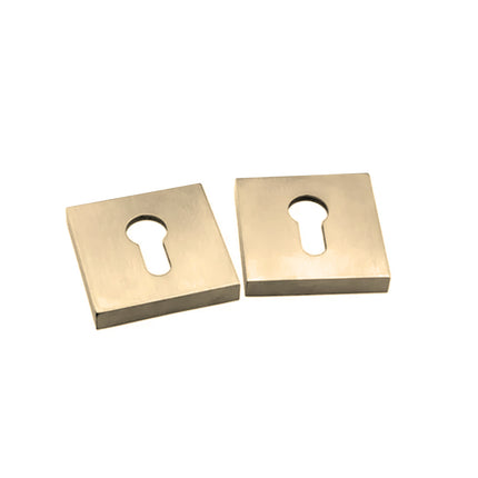 56/60E S SB BP | Square Euro Cylinder Escutcheon 60mm Box Pack Satin Brass | N2lok