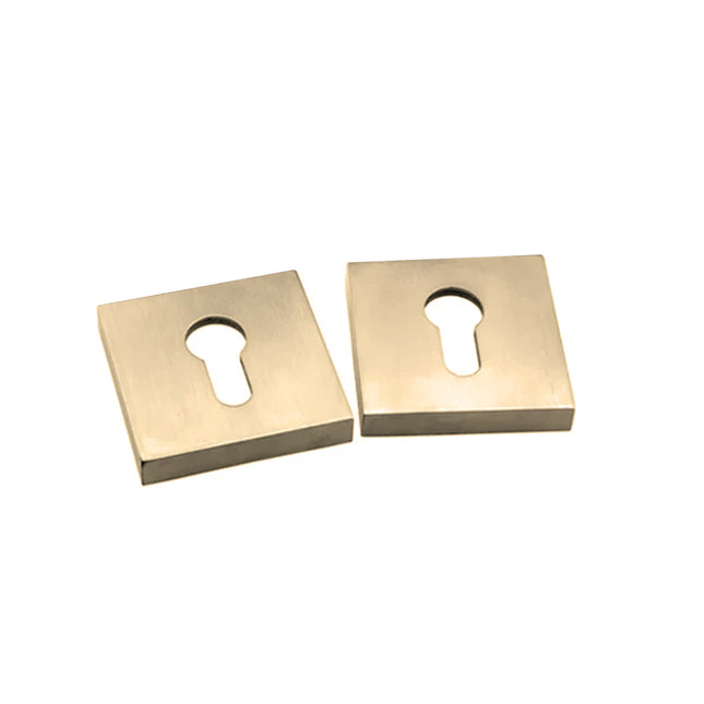 56/60E S SB BP | Square Euro Cylinder Escutcheon 60mm Box Pack Satin Brass | N2lok