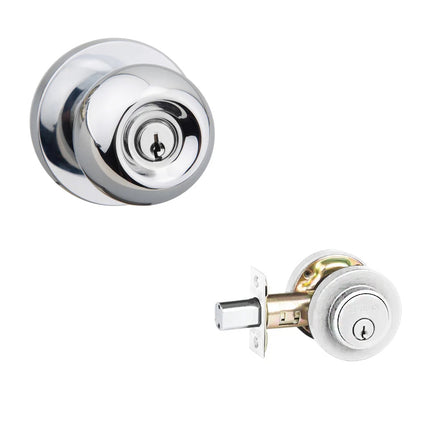 570R PC PC BP | Pila Door Knob on Round Rose Combo Set Polished Chrome 570R PC BP | N2lok