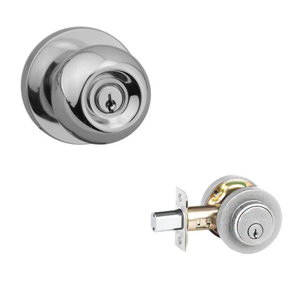 570R PC SCP BP | Pila Door Knob on Round Rose Combo Set Satin Chrome 570R SCP BP | N2lok