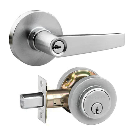 575R HC SCP BP | Horizonte Door Lever Round Rose Combo Set Satin Chrome | N2lok