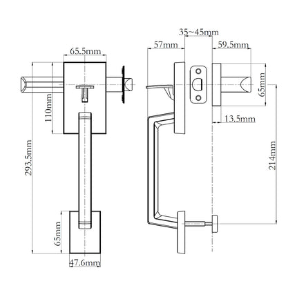 5765 ST BS PR/SQ SN BP | Sentry Para Door Lever Passage Box Pack Satin Nickel | N2lok