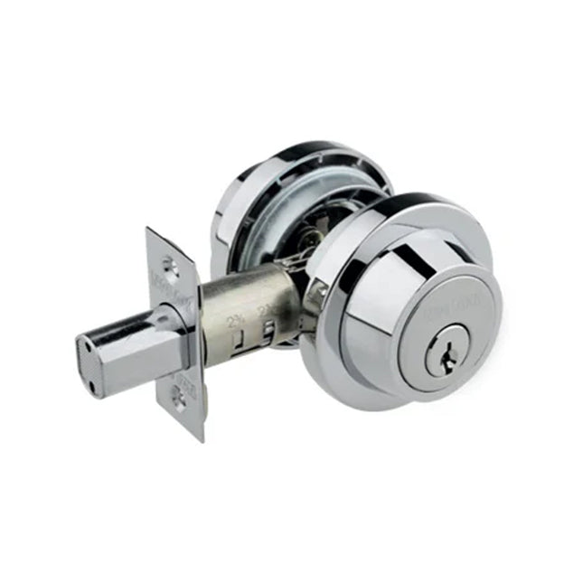 616R PC BP | Modern Round Single Cylinder Deadbolt Polished Chrome Box Pack 616RPCBP | N2lok