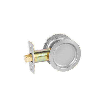 Sliding Door Cavity Lock Round Passage Set Box Pack Satin Chrome Plate 64 RPDL PC BP N2LOK