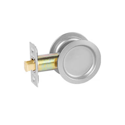 64 RPDL SCP CP | Sliding Door Cavity Lock Round Passage Set Clear Pack Satin Chrome 64RPDLSCCP | N2lok