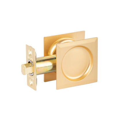 64 SPDL SB BP | Sliding Door Cavity Lock Square Passage Set Box Pack Satin Brass | N2lok