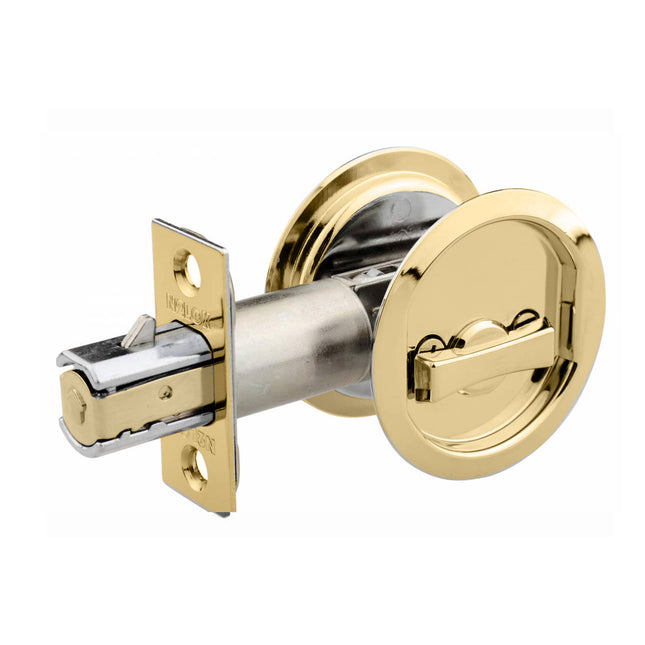 65 RPDL L03 BP | Sliding Door Cavity Lock Privacy Set Box Pack Polished Brass | N2lok