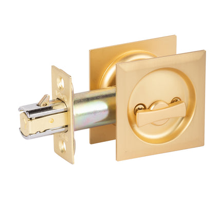 65 SPDL SB BP | Sliding Door Cavity Lock Square Privacy Set Box Pack Satin Brass | N2lok