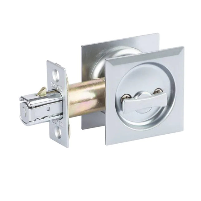 Sliding Door Cavity Lock Square Privacy Set Clear Pack Polished Chrome 65SPDLSCPCP N2LOK