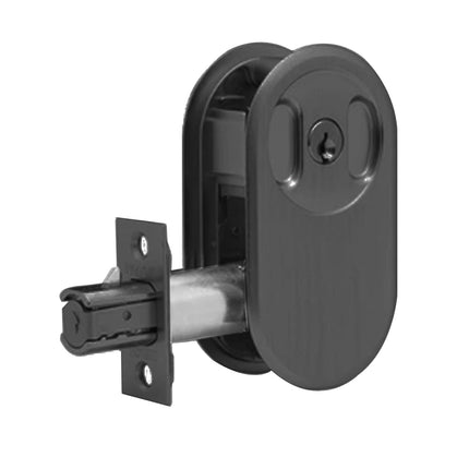 66 RPDL MB BP | Lockable Cavity Sliding Door Lock Round Box Pack Matt Black 66RPDLMBBP | N2lok