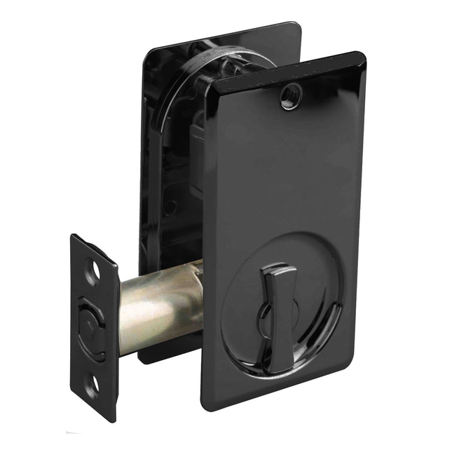 Lockable Cavity Sliding Door Lock Square Box Pack Matt Black 66SPDLMBBP N2LOK | Decorus Hardware
